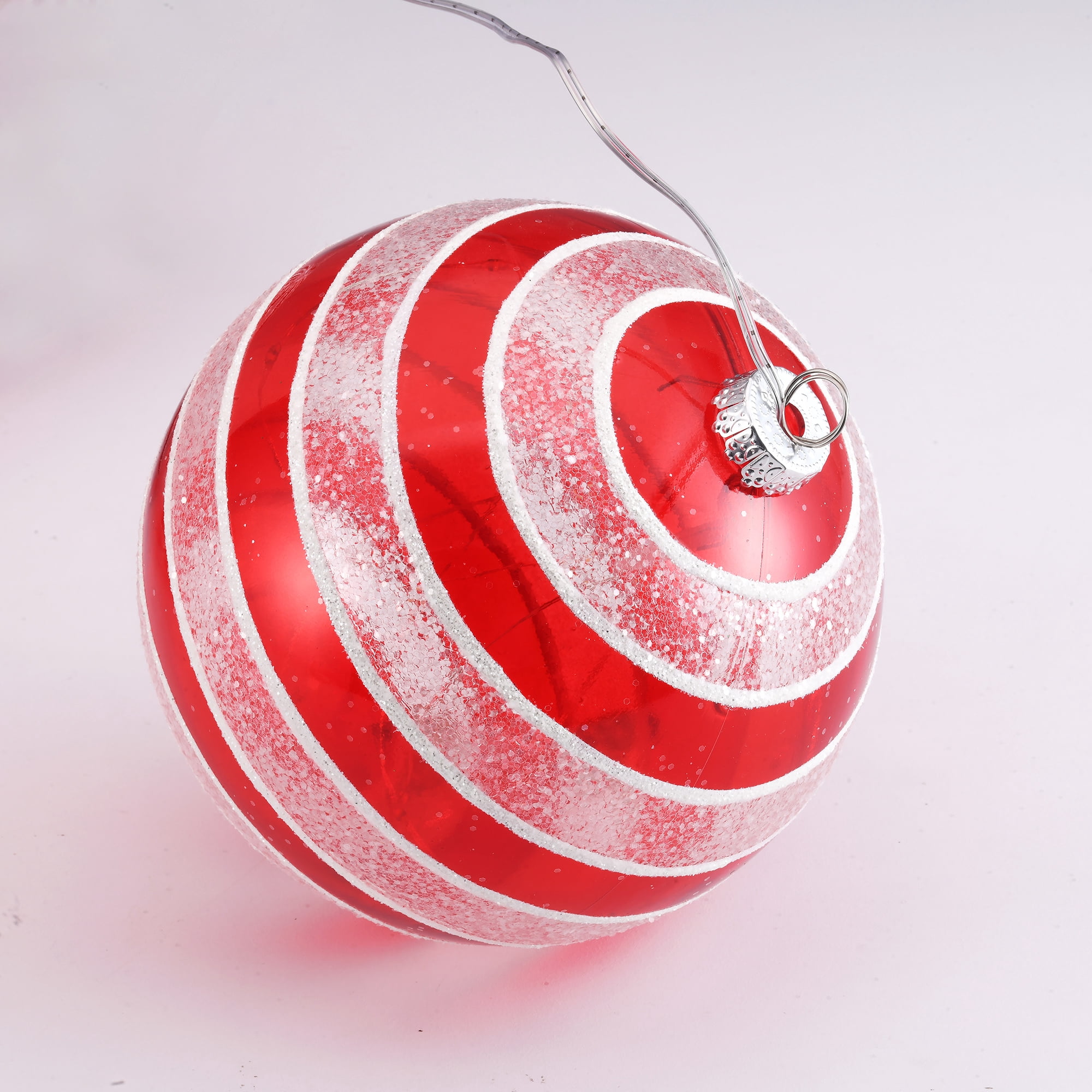 Indoor/Outdoor Red and White Battery-Operated LED Shatterproof Ball Christmas Ornaments, 4 Count, by Holiday Time
