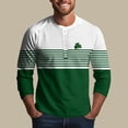 thumbnail image 7 of Men's St. Patrick's Day Henley Shirt Long Sleeve Clover Print Casual Pullover Top, 7 of 7