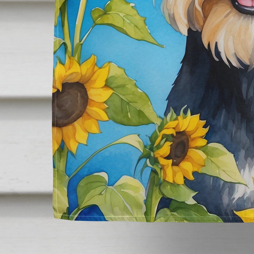 Yorkshire Terrier in Sunflowers House Flag