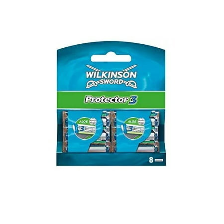 Alpha Sword - Wilkinson Sword Protector 3 Refill Cartridges Razor Blades, 8 Count (Comparable to Schick Protector)