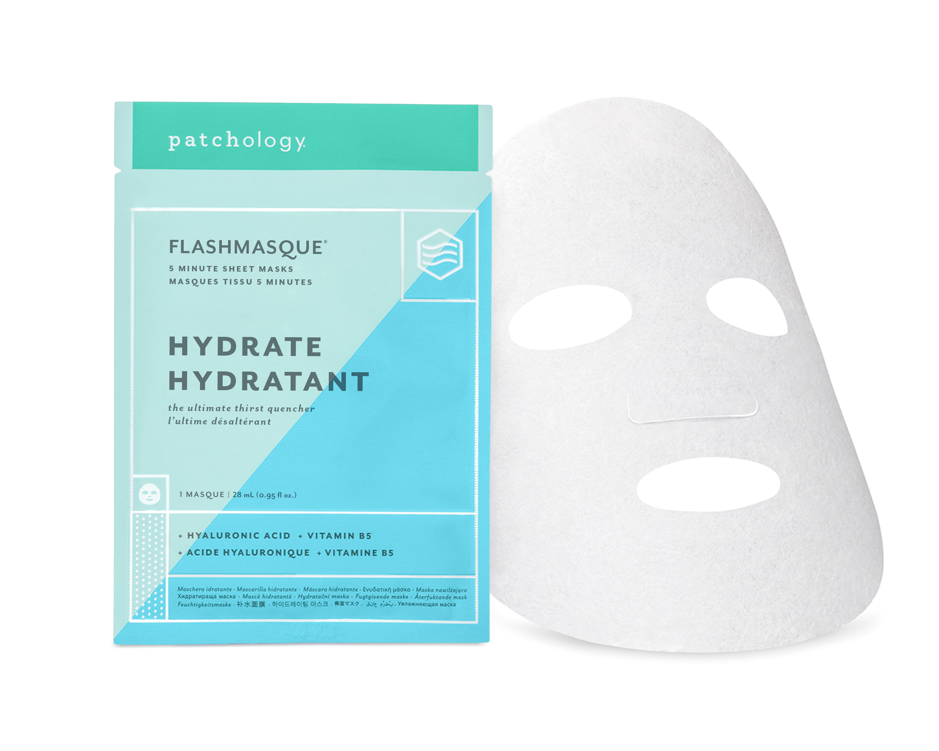 Patchology FlashMasque Hydrate 5 Minute Sheet Face Mask for Beauty Skincare, Single