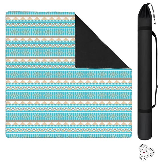 Boho Print Large Non-Slip Mahjong Mat 31.5 Inch Square Rubber Game Table Pad with Noise Dampening for Playing Chinese Tiles and Family Entertainment
