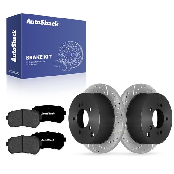 AutoShack Rear Solid Drilled & Slotted E-Coated Brake Rotors   Premium Ceramic Pads 6-PC Brake Kit Replacement for 2011-2016 Kia Sportage 2010-2015 Hyundai Tucson ShadowGuard 11.18" (284 mm)