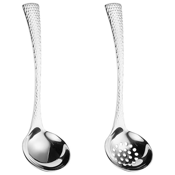 Cuchara de acero inoxidable, cucharón ranurado, utensilio de cocina para olla caliente, 2 uds.
