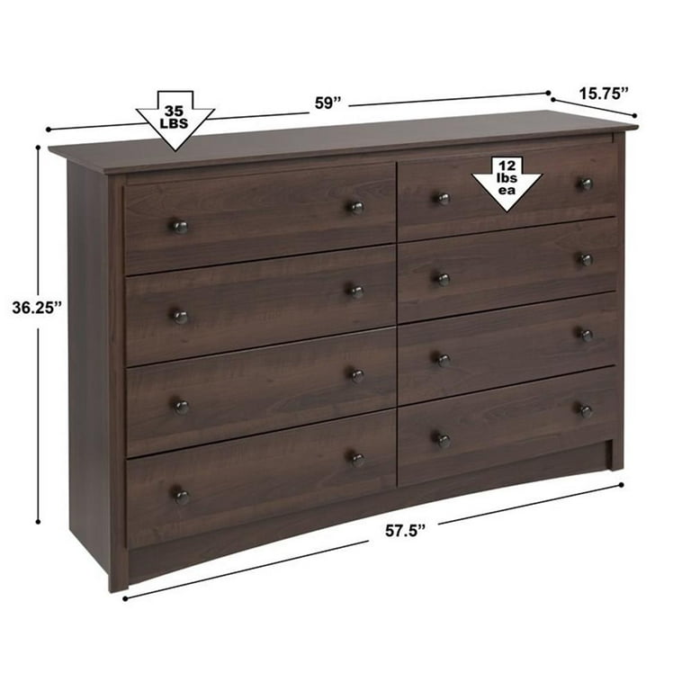 Pemberly Row 8-Drawer Transitional Composite Wood Dresser in Espresso -  Walmart.com