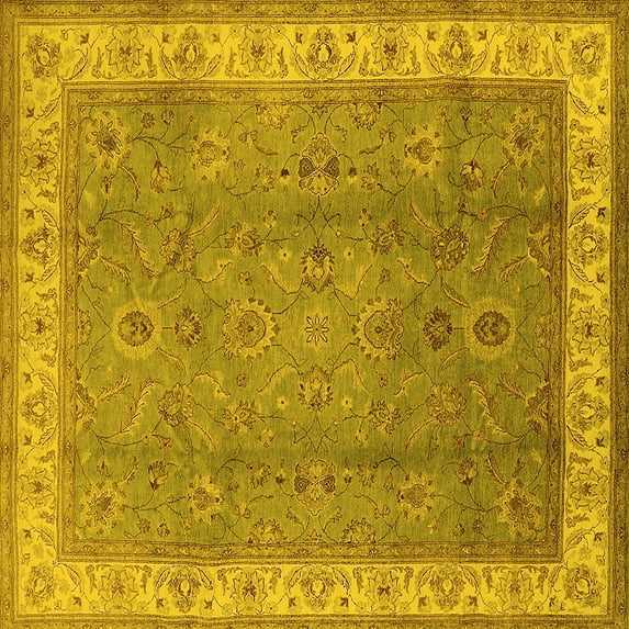 Ahgly Company Indoor Square Oriental Yellow Traditional Area Rugs, 4' Square