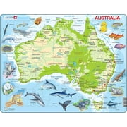 Larsen Puzzles Australia Map with Animals 65 Piece Children's Educational Jigsaw Puzzle