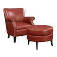 thumbnail image 2 of Emerald Home Oscar Red Accent Chair + Ottoman with Faux Leather Upholstery And Nailhead Trim, 2 of 5