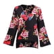 thumbnail image 3 of Blusa de manga de campana con cuello en mujer Camisa delantera con estampado floral METRO Baoblaze Camisa floral con cuello en V para mujer, 3 of 8