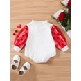 thumbnail image 3 of xiaxaixu Barboteuse pour Bébés Filles Saint-Valentin Imprimé Lettre Cœur Maille Transparente Manches Longues Col Rond Combinaisons Automne Justaucorps Décontractés, 3 of 7