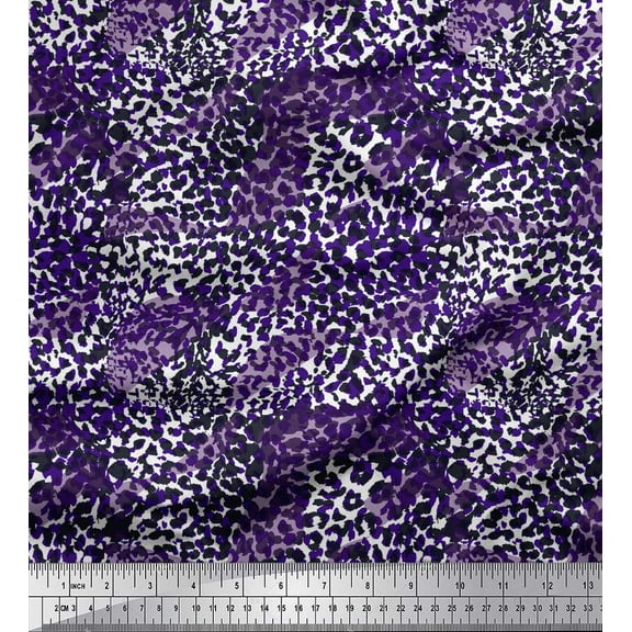 Soimoi Blue Cotton Duck Fabric Leopard Animal Skin Decor Fabric Printed Yard 42 Inch Wide