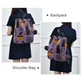 thumbnail image 4 of FORMRS Women's Travel Backpack Purse Anti-Theft Hidden Pockets Casual Shoulder Bag, Purple Halloween Black Cat, 4 of 7