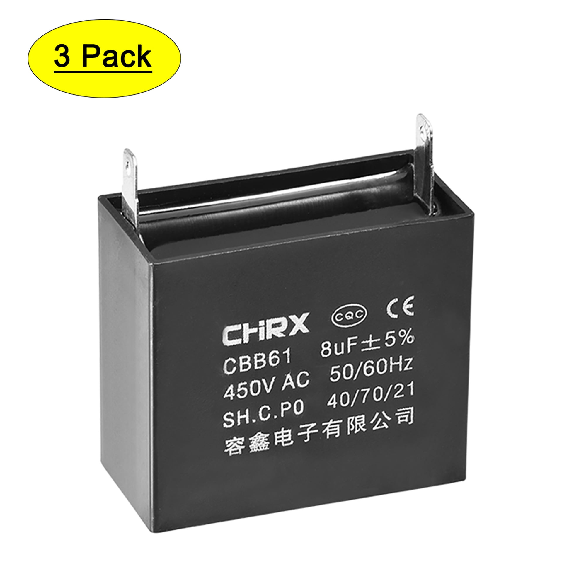 Uxcell 47x23x41mm 8uF 450V AC Single Insert CBB61 Ceiling Fan Run