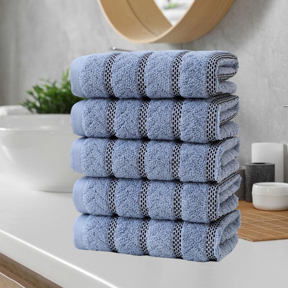 COM1950s Cotton Towels 5 Pack,Highly Absorbent Bath and Face Towels,Soft Washcloths 29X13 Inches,Quick Drying Spa Towel Set for Bathroom,Travel