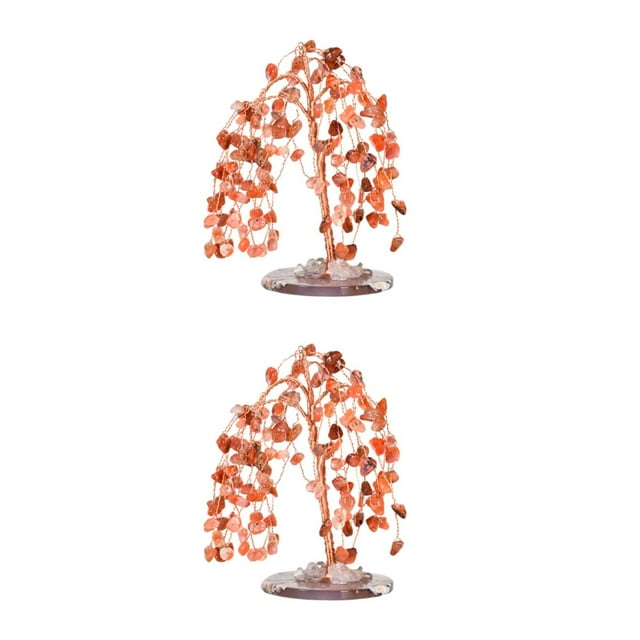 Baohd 1/2/3/5 Eco-friendly Round Edge Tree Desktop Decor - Good Wishes For Happiness Red 2PCS