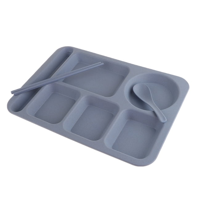 Vajil de Paja de perfecl Bandeja de Rejil de Comida para Cantina en hogar Azul Plato llano de paja de trigo
