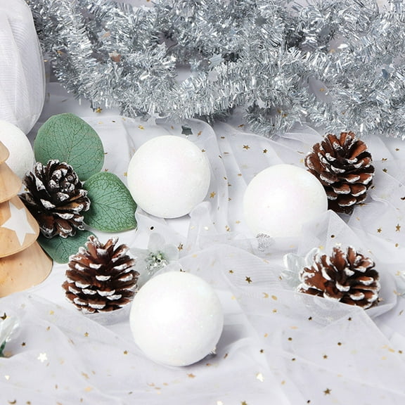 Luoshdecor 10 Pcs Christmas Ball Ornaments,White Snowball Pinecone Ornaments for Xmas Party Holiday Wedding Supplies