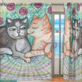 thumbnail image 2 of Coolnut Lovely Kittens Painting Sheer Gauze Door Curtain Window Curtain Drapes for Living Room Kids Bedroom Window Treatment Decor W55 x L78 In 2 Panels, 2 of 4