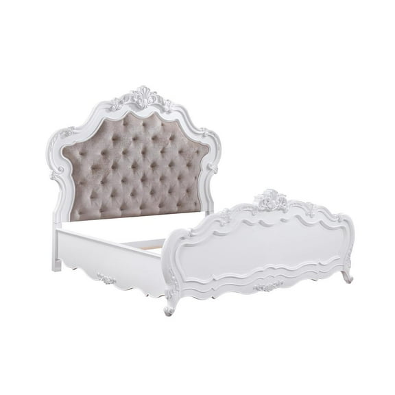 ACME Latisha Wood and Fabric Rectangular Eastern King Bed in Pure White