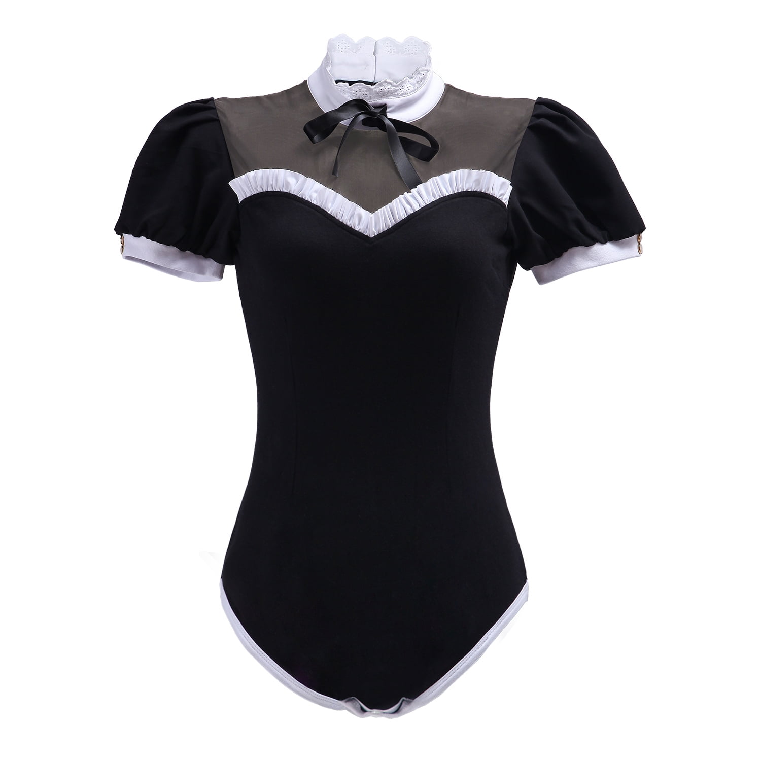 Littleforbig Cotton Romper Onesie Pajamas Bodysuit - Goth Tease Onesie - Maid Suit 3X-Large