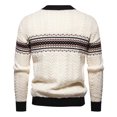 thumbnail image 6 of Hinvhai Mens Crewneck Sweater Casual Long Sleeve Fashion Argyle Knitted Pullover Oversized Chunky Winter Base Warm Sweaters White 10(XL), 6 of 8