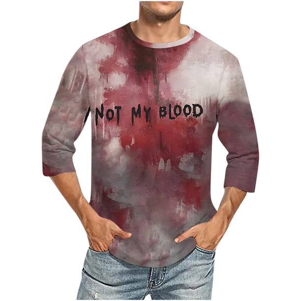 Camisas de Manga Larga para Hombres Imprimir Blusa de Manga Corta de Cuello Redondo, Camisas de Lino para Hombres