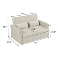 thumbnail image 3 of 3 in 1 Convertible Sofa Bed with 2 Lumbar Pillows, Velvet Upholstered Sleeper Recliner Sofa Couch with Detachable Armrest, Multifunctional Pull Out Couch for Living Room, Bedroom, Office, Beige, 3 of 9