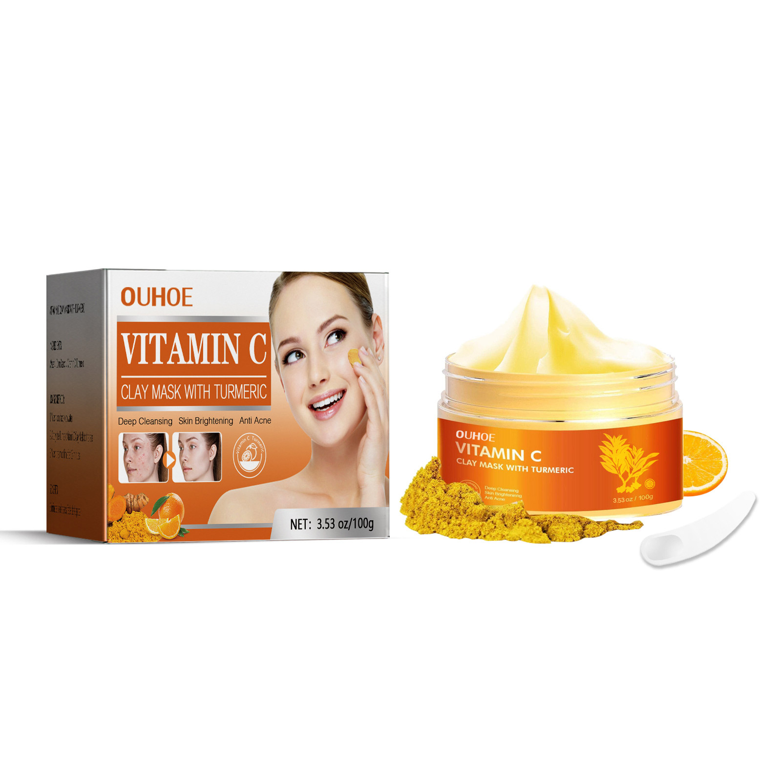 Vitamin C Clay Mask with Turmeric Deep Gentle Hydrating Remove Acne