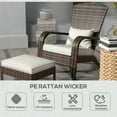 thumbnail image 3 of Outsunny Wicker Adirondack Chair Fire Pit Chair w/ Ottoman & Cushions, White, 3 of 9