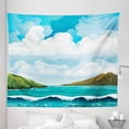thumbnail image 1 of Sea Tapestry, Seascape with Waves Islands and Cloudy Blue Sky Tranquil Exotic Shores Cartoon Style, Fabric Wall Hanging Decor for Bedroom Living Room Dorm, 5 Sizes, Multicolor, by Ambesonne, 1 of 1