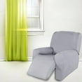 thumbnail image 4 of Sofá Reclinable Sunnimix Funda de felpa suave y ajustada Lavable Protector de muebles Gris claro 4 rebanadas cubierta de chaise lounge, 4 of 8