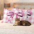thumbnail image 3 of Spring Bow Flower Outdoor Waterproof Pillow Covers, Botanical Garden Flora Plaid Pink Decorative Rectangle Throw Pillowcase Sofa Cushion Sham for Patio/Couch/Chair, 20"x12" 2 Pack, 3 of 8