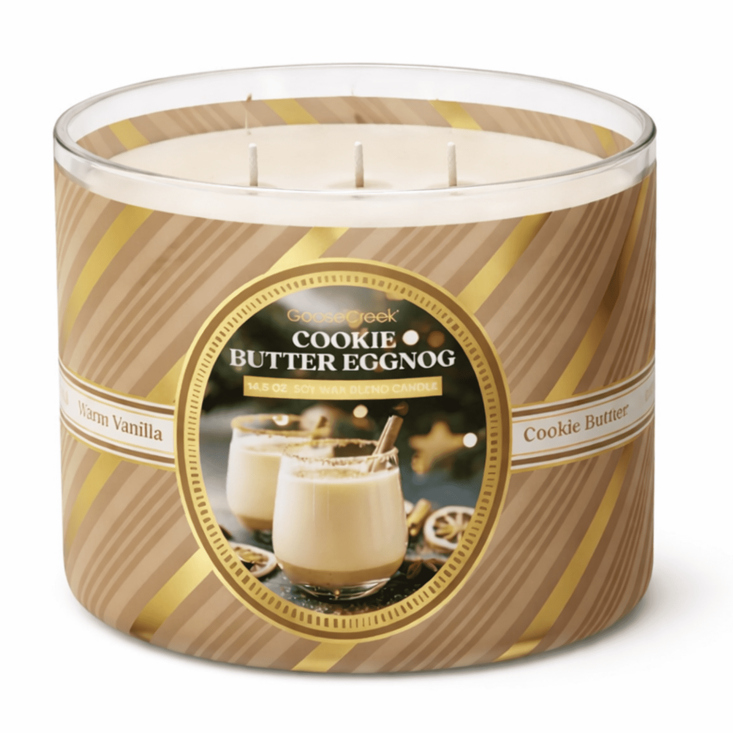 Cookie Butter Eggnog 3-Wick Scented Candle, 14.5 oz Glass Jar