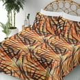 thumbnail image 3 of Ambesonne Tropical Fitted & Flat Sheet with Shams 4 Pcs Set, Summer Pattern Palm Leaves, Queen, Orange Sea Blue and Dark Rust, 3 of 5