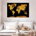 thumbnail image 2 of Elephant Stock Golden World Map Wall Art - Horizontal Canvas Wall Art - Living Room Wall Decor - Map Canvas - Black And Gold Decor - 48" x 32", 2 of 8