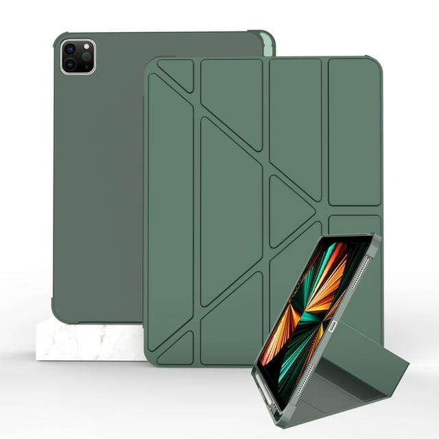 Pour iPad Pro 12.9 Case 2022 2021 2020 2018 Protective Tablet Étui Case Funda pour iPad Pro 12 9 Case With Pencil Holder Caqa Dark Green Pro 12.9 3rd 2018