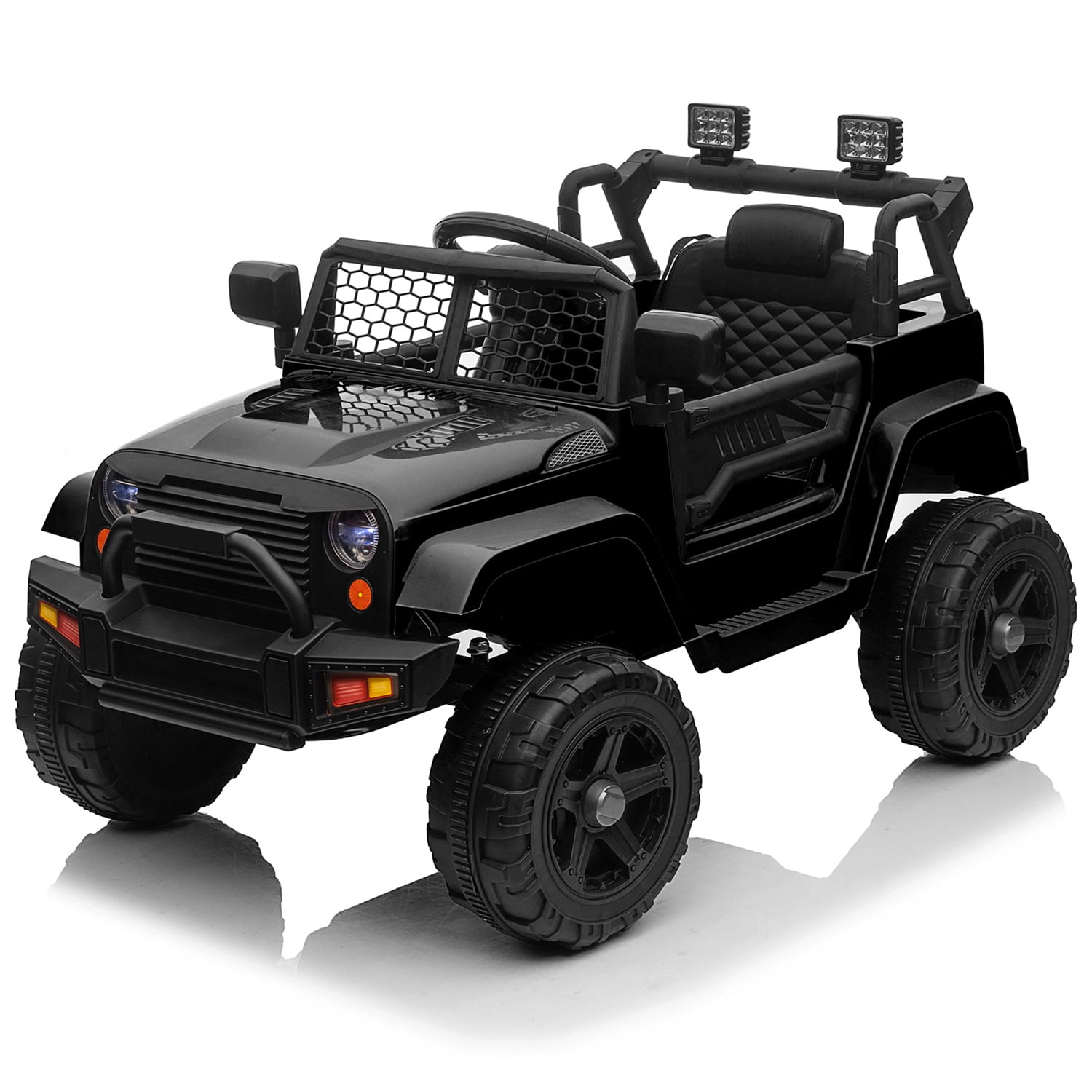 CIPACHO 12V Kids Ride On Truck Car Toy with Parent Remote Control, Spring Suspension, LED Lights, Black