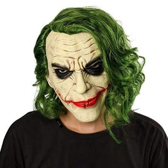 Lelaffet Joker Mask Adult Vinyl Full Head Masks with Green Hair Accessory