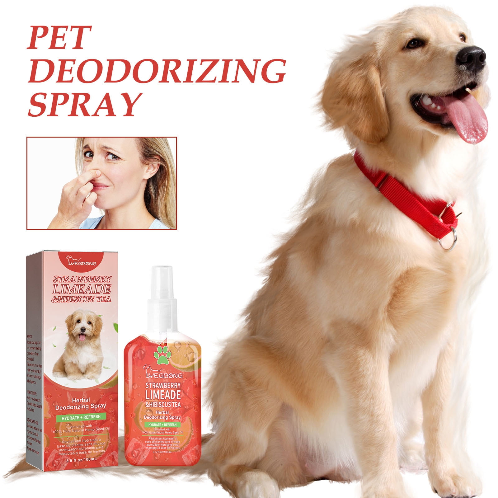 Zmeidao Clearance Dog Deodorizing Spray - Strawberry Limeade & Tea - Pet Limited Edition Hydrating Puppy Perfume, Cologne, Grooming, Odor Eliminator, Pet Sprays And Shampoos100ml
