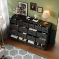 thumbnail image 1 of Commode en Tissu de 63 Pouces Meuble Télé avec Station de Recharge - Commode Longue à 18 Tiroirs pour Chambre - Commode Noire pour Salon, 1 of 7
