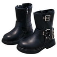 thumbnail image 3 of FUZHIQ Girls Dress Boots Ankle Boots for Girls Short Boots Girls Toddler Ankle Boots Low Heel Side Zipper Dress Booties,Black,3-4 Years, 3 of 8
