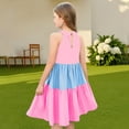 thumbnail image 4 of Robes d'Été Décontractées Filles Col Rond Sans Manches Robe Patchwork, 4 of 7