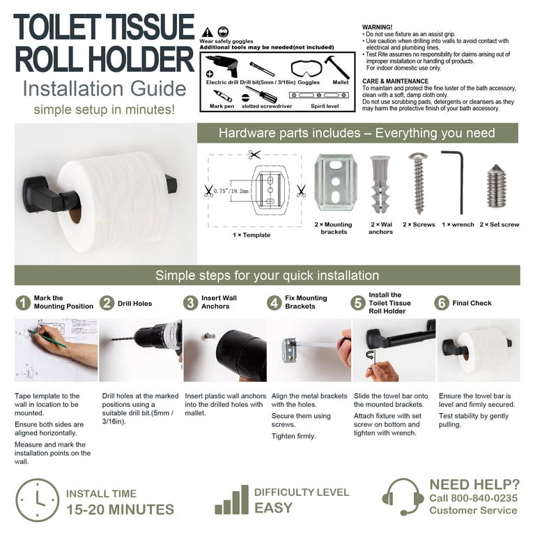 Wall-Mounted Toilet Paper Holder, Matte Black photo 8