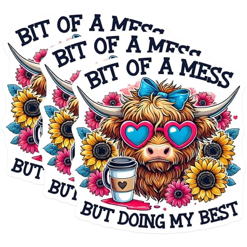 (3 Pack) Highland Cow Decals - Funny Cow Stickers - Laptop Decals - 3 Inches On Longest Side - Easy Peel & Apply - Made in USA - 3MCS8635
