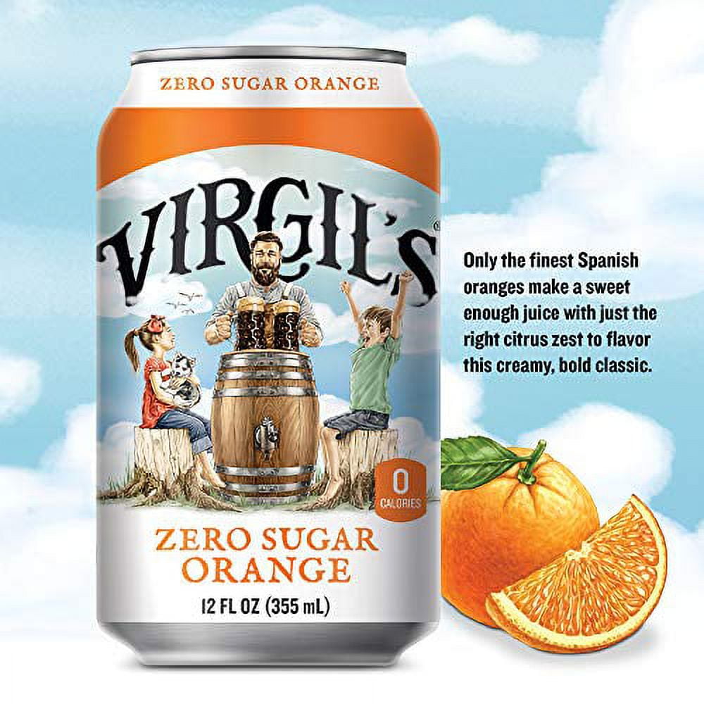 Virgils 320798 72 oz Zero Sugar Orange Soda, 6 Per Pack - Pack of 4