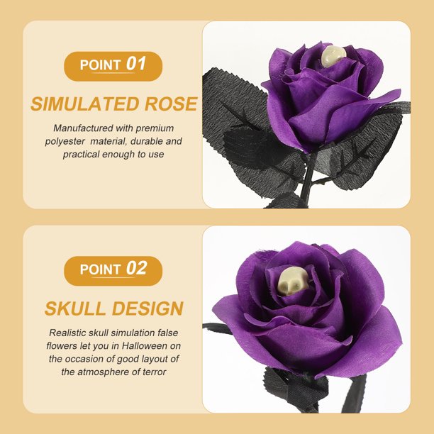 WEUVEB 10Ud Rosa Artificial Con Calavera Morada Ideal Para Decorar Casas Y Eventos