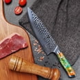 thumbnail image 4 of WILDMOK Chef Knife 8 Inch Super Steel 67 Layer Damascus Razor Sharp, Green & Orange Mix Resin Handle Full Tang, Hammered Finish, 4 of 8
