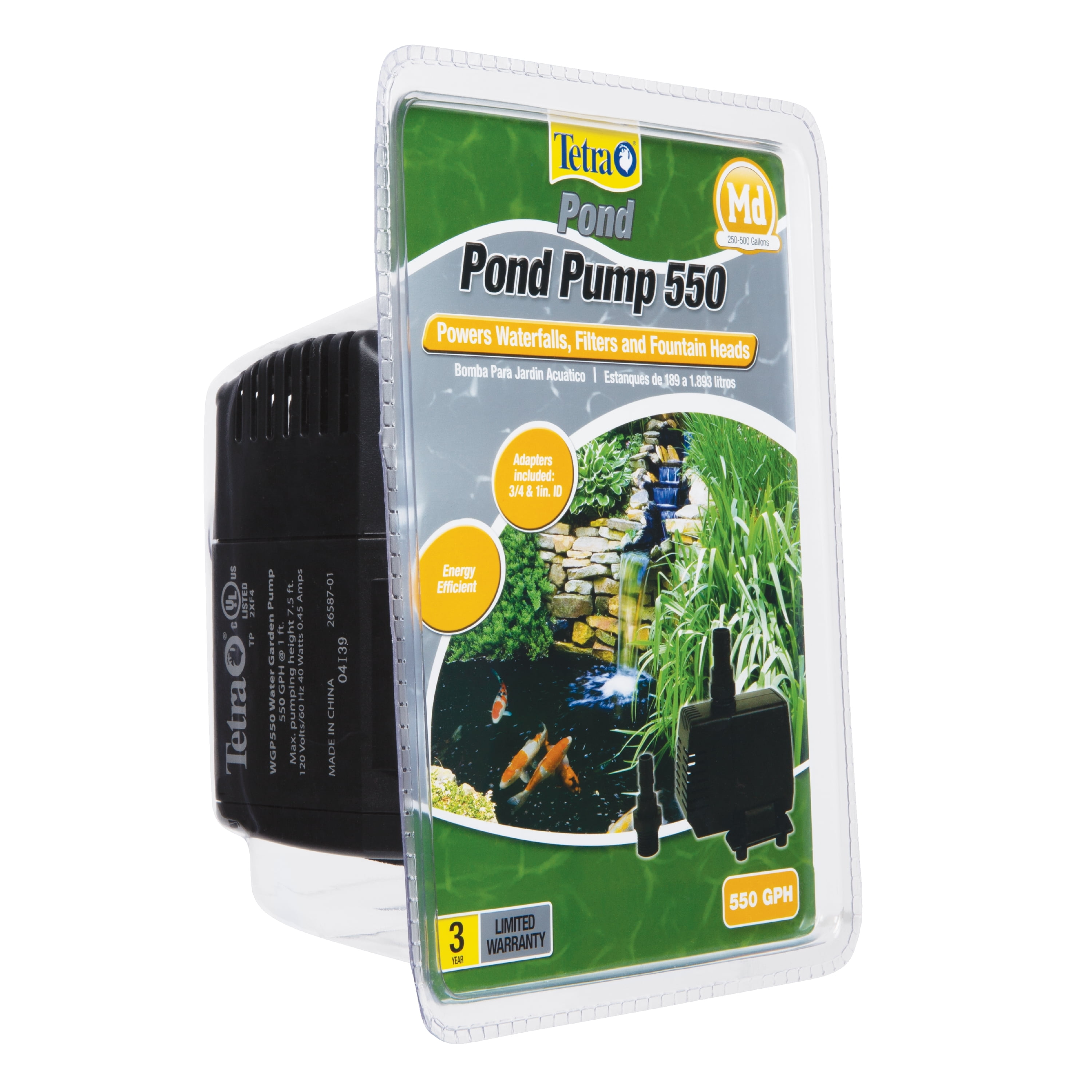 Tetra Pond Water Garden Pump, 550 GPH, for Waterfalls, Filters and Fountain Heads