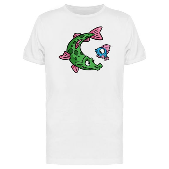 Pike Fish Family Cartoon T-Shirt Men -Image by Shutterstock, Male x-Large