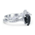 thumbnail image 2 of Teardrop Pear Twisted Infinity Style Bridal Two Piece Women Ring Simulated Black 925 Sterling Silver, 2 of 3